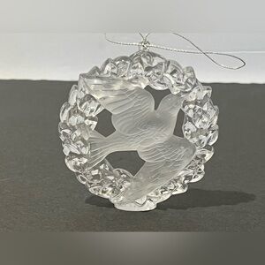 Vintage 1988 Frosted Ice Sculptures Plastic Acrylic Dove Christmas Ornament